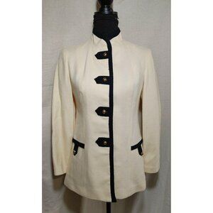 Vintage Jack Winter Womens Wool Jacket Size 10 With Navy Trim & Gold Buttons